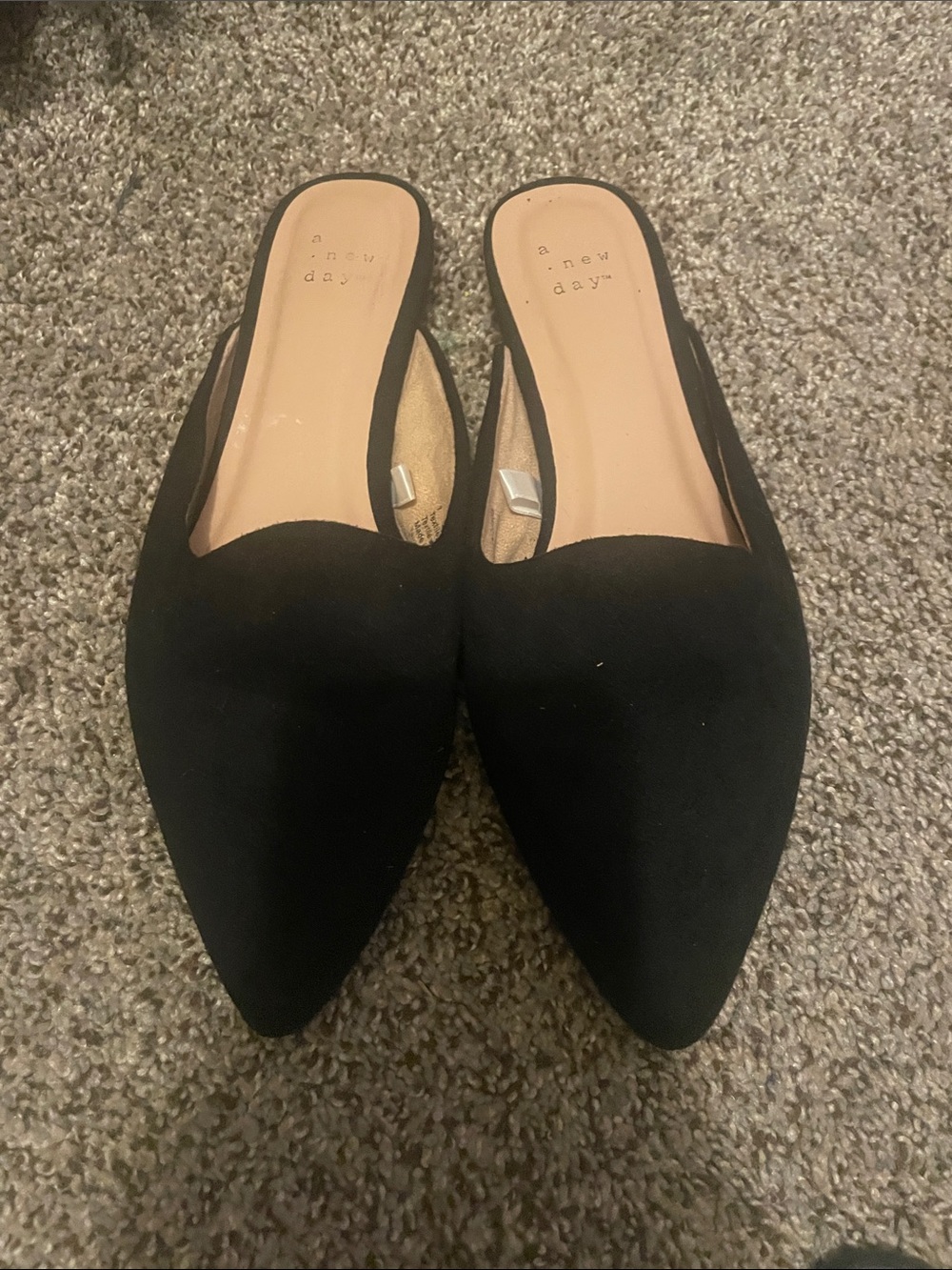 a new day Black Pointed Toe Slip-On Mules